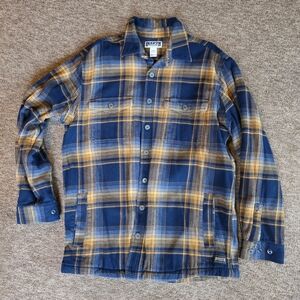 Duluth Trading Co Men's Blue and Yellow Plaid Shirt Jacket